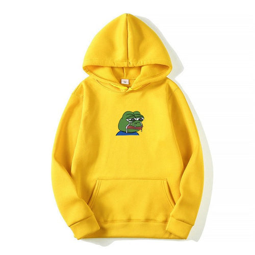 Sad tearing frog Print Hoodies Men Women Sweatshirts 2019 New Harajuku Hip Hop Hoodies Sweatshirt Male Japanese Street clothing